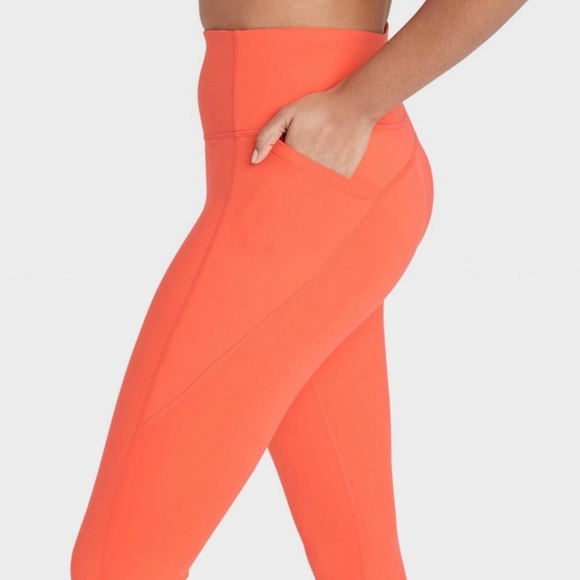 All In Motion Women's Contour Power Waist High-Rise Leggings 26" Coral - Picture 3 of 4